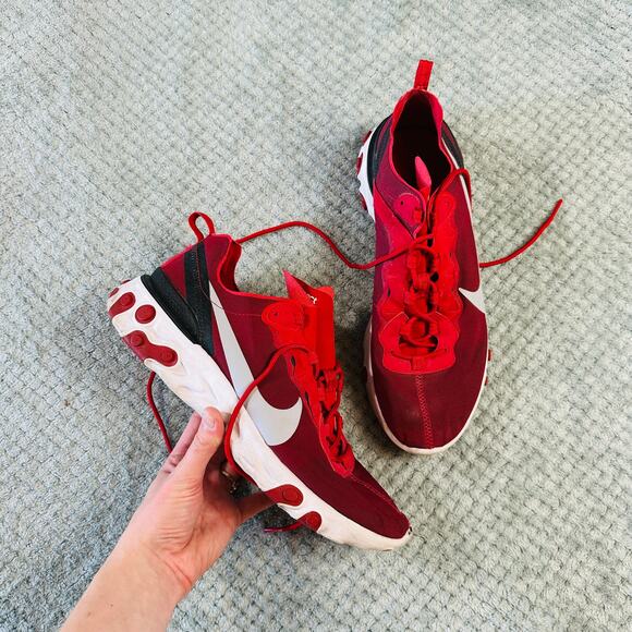 Nike React Element 55 Sneakers Shoes Running Athletic Training Red Mens 11.5 - Picture 1 of 6